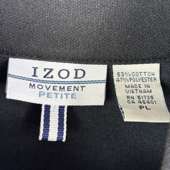 Izod Movement Womens Track Jacket Petite L black full zip Pickleball preppy Golf - Picture 6 of 16